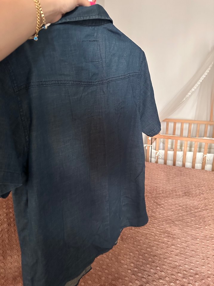 Erkek Jean Kısa Kollu Gömlek - Görsel 2