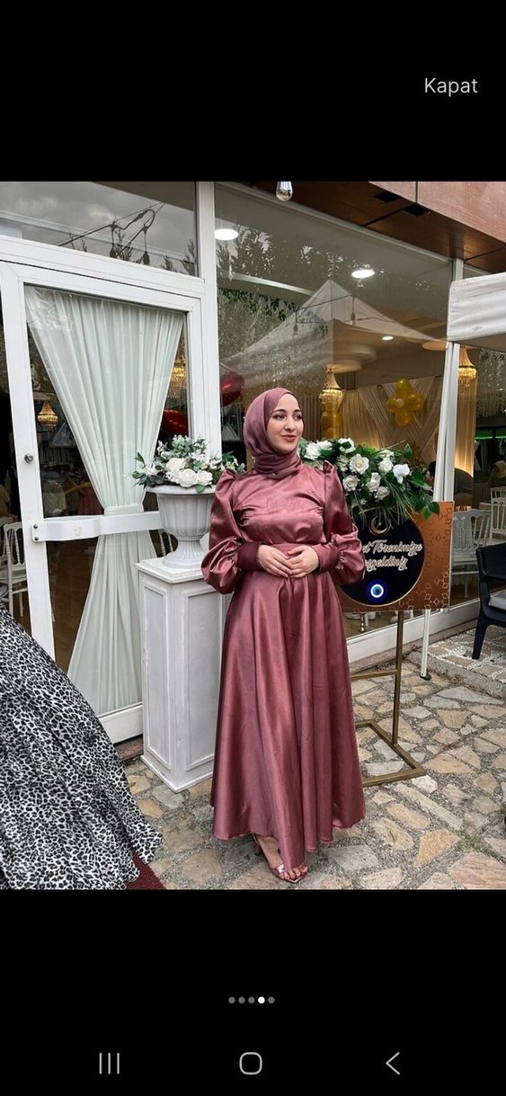 Uzun Boylu, Salaş Pembe Drapeli Kadın Elbise - Görsel 2