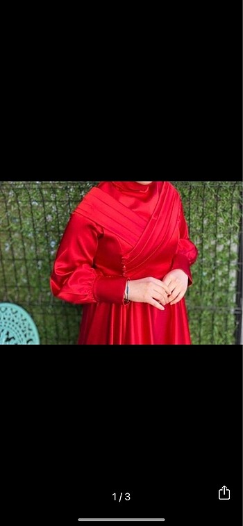 Moda Gülay kırmızı saten tesettür abiye(elbise)