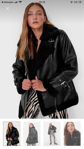 Stradivarius peluşlu biker deri ceket