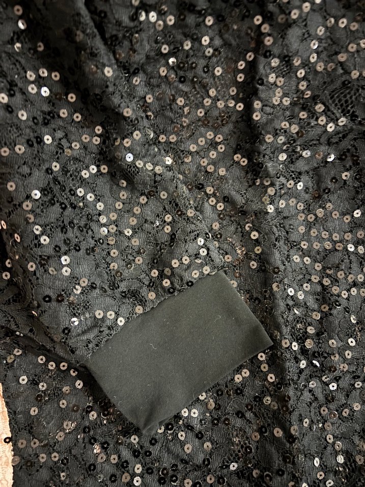 Siyah Payetli Midi Kadın transparan Elbise - Görsel 5