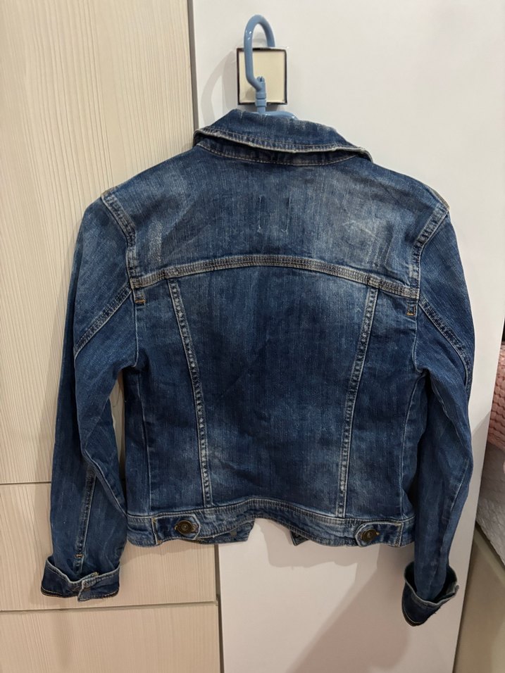 Düğmeli Mavi Kadın Denim Ceket - Görsel 3