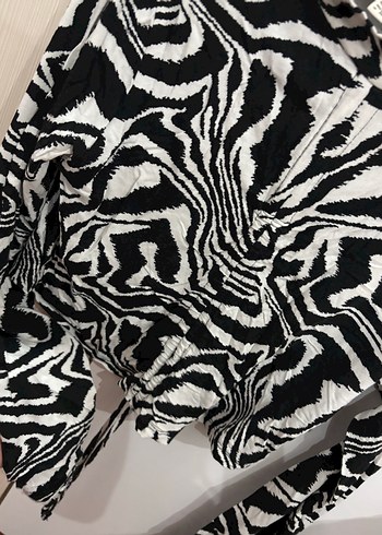 xl Beden siyah Renk Zebra Desenli Kısa Kadın Bluz