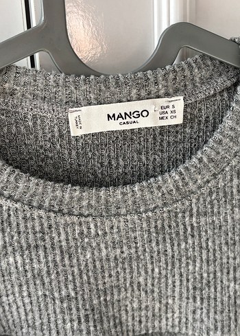 Gri Kolsuz Fırfırlı Triko Kadın Kazak - Görsel 2