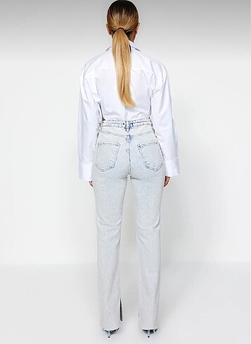 38 Beden T-Milla Yırtmaçlı Yüksek Bel Jeans