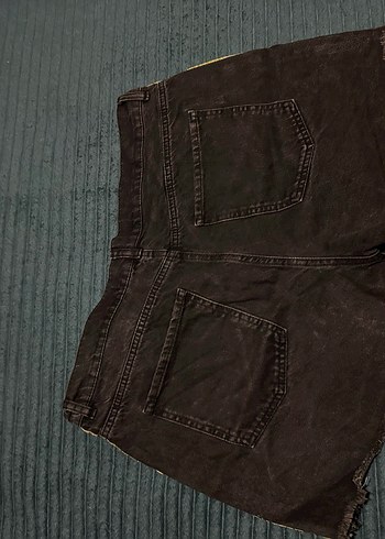 Siyah Mini Kot Şort Tokalı Loose Fit - Görsel 3