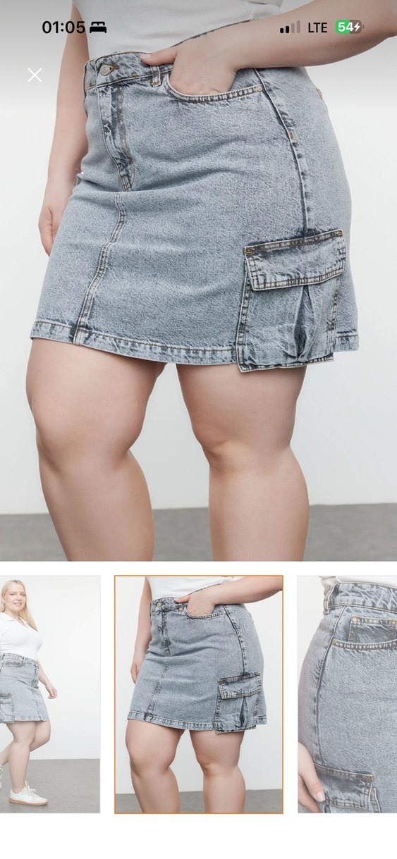 Gri Denim Midi Mini Etek - Görsel 3