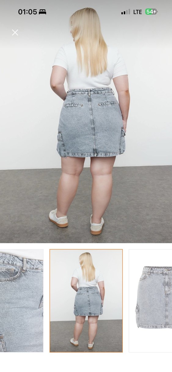 Gri Denim Midi Mini Etek - Görsel 4