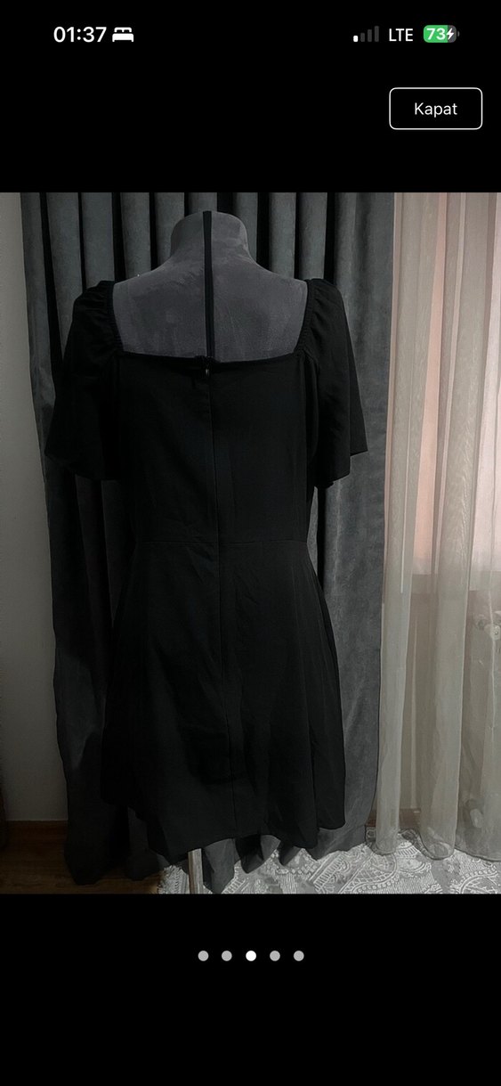 Siyah V Yakalı Mini Gotik Elbise - Görsel 3