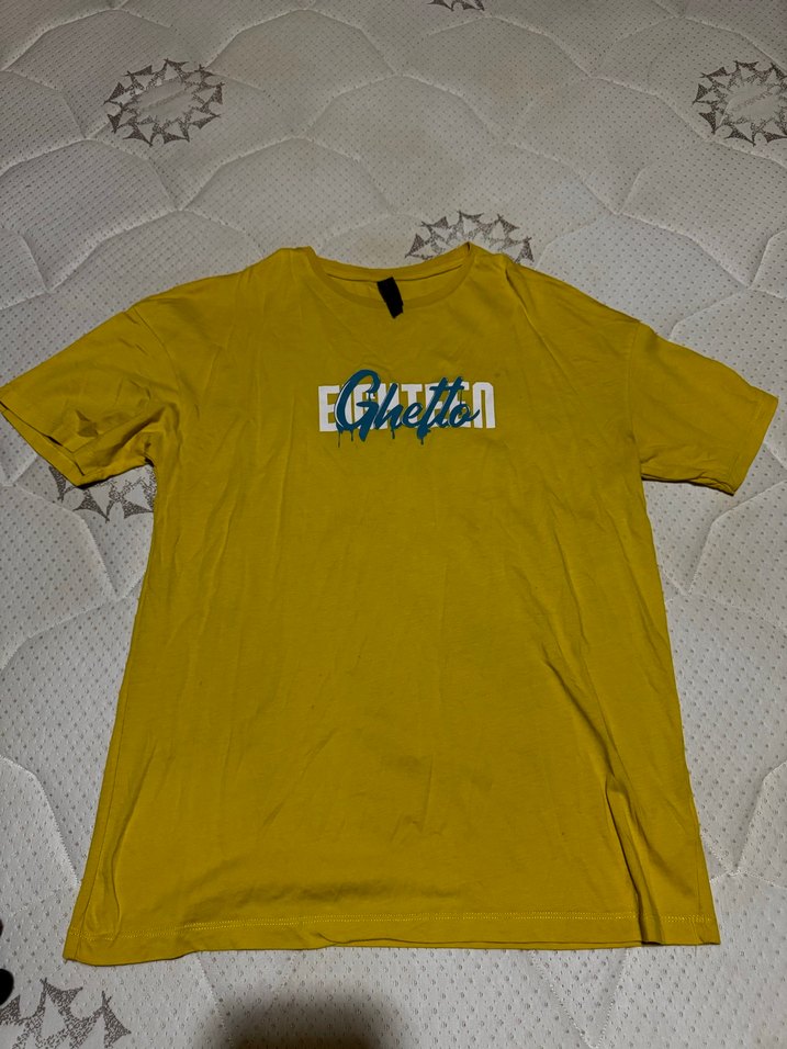 Sarı Pamuklu Erkek Tişörtü, Baskılı, Kısa Kollu - Görsel 2