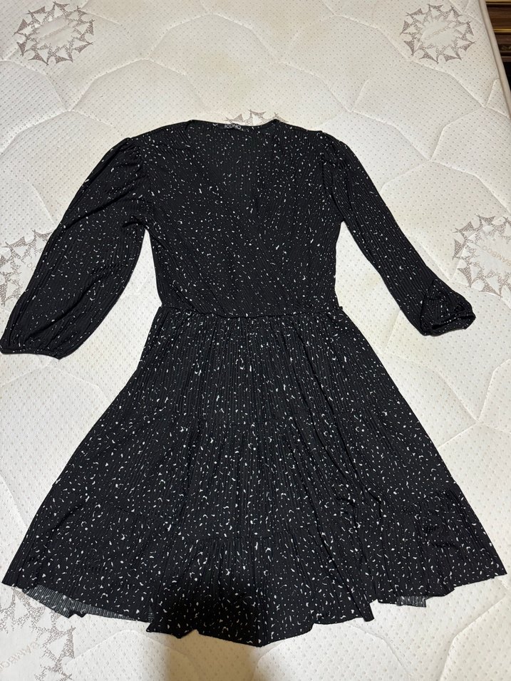 Siyah Mini V Yakalı Elbise - Görsel 4