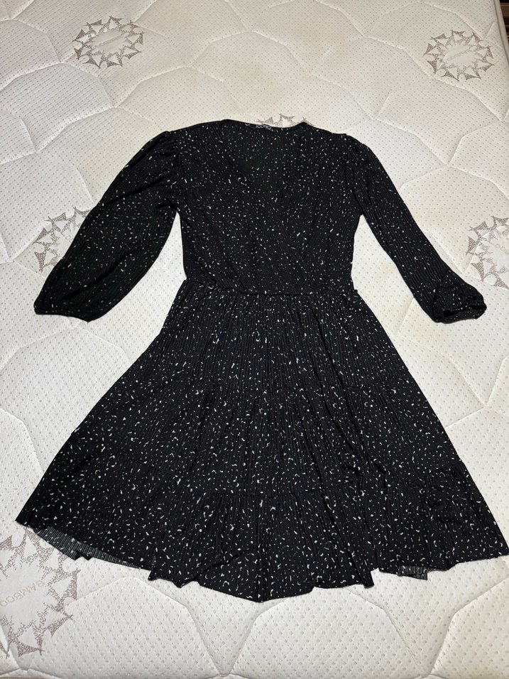 Siyah Mini V Yakalı Elbise - Görsel 5