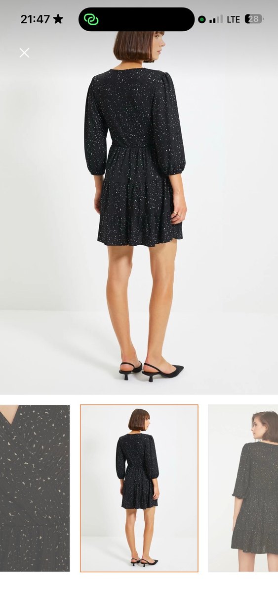 Siyah Mini V Yakalı Elbise - Görsel 3