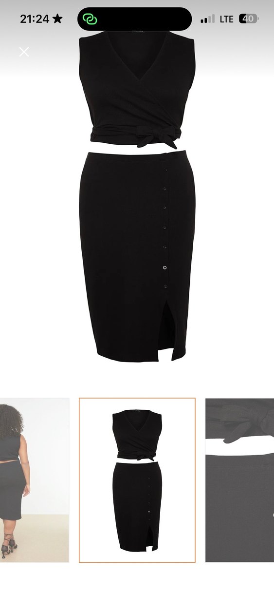 Siyah Düğmeli Midi Etek - Görsel 4