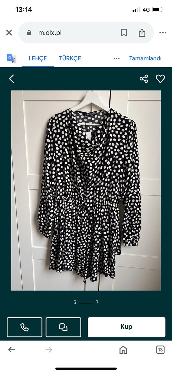 Uzun Kollu Puantiyeli Mini Elbise - Görsel 2