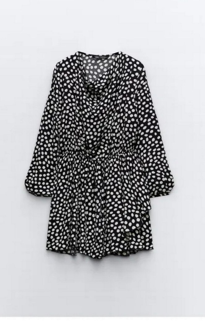Uzun Kollu Puantiyeli Mini Elbise - Görsel 3
