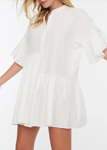 Beyaz Nakışlı Bohem Mini Tunik - Görsel 5