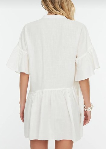 Beyaz Nakışlı Bohem Mini Tunik - Görsel 3