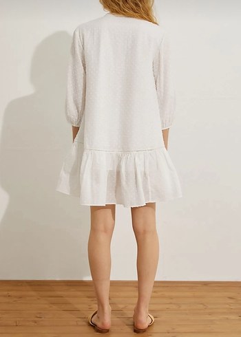 Beyaz Nakışlı Bohem Mini Tunik - Görsel 6