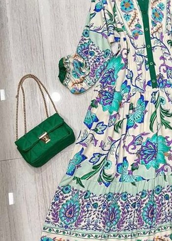 Çiçek Desenli Uzun Bohem Elbise - Görsel 4