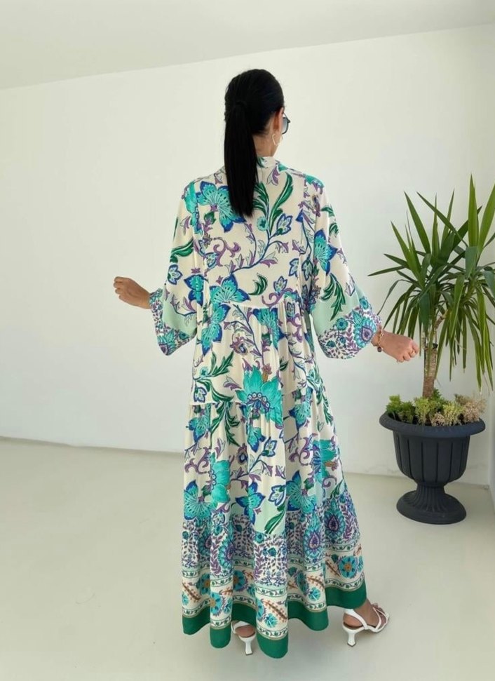 Çiçek Desenli Uzun Bohem Elbise - Görsel 2