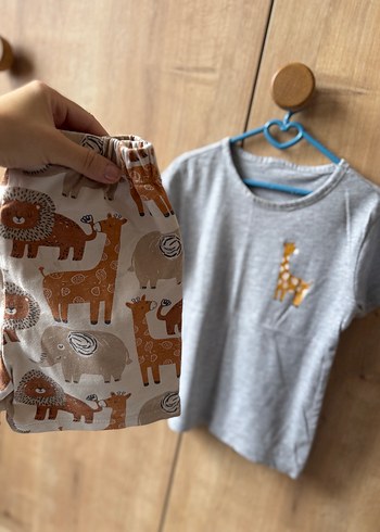 Bebek Erkek Kısa Kollu Gri Baskılı Takım