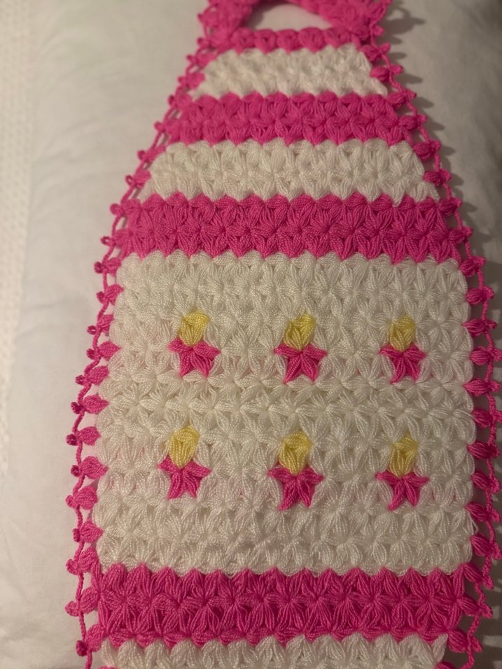 Pembe Çizgili El Örgüsü Banyo Süngeri - Görsel 4