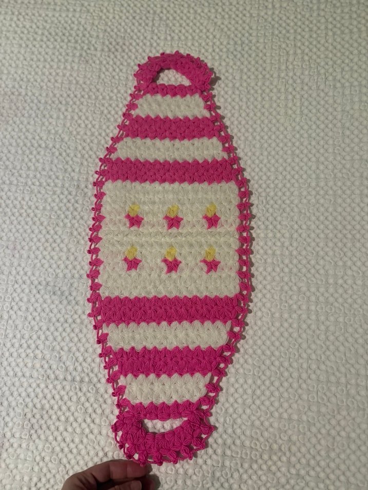 Pembe Çizgili El Örgüsü Banyo Süngeri - Görsel 5