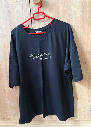 Siyah Baskılı Kısa Kollu Oversize Tişört - Görsel 6