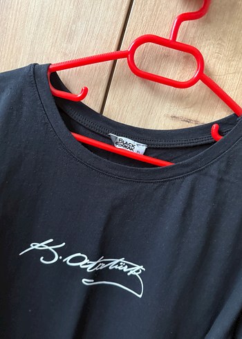 Siyah Baskılı Kısa Kollu Oversize Tişört - Görsel 3