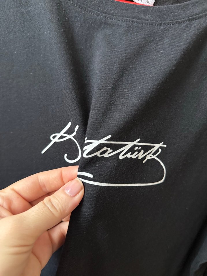 Siyah Baskılı Kısa Kollu Oversize Tişört - Görsel 2