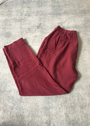 Bordo Kadın Rahat Kesim Midi Pantolon