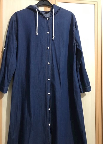 Lacivert Kapüşonlu Uzun Kadın Kap - Görsel 2