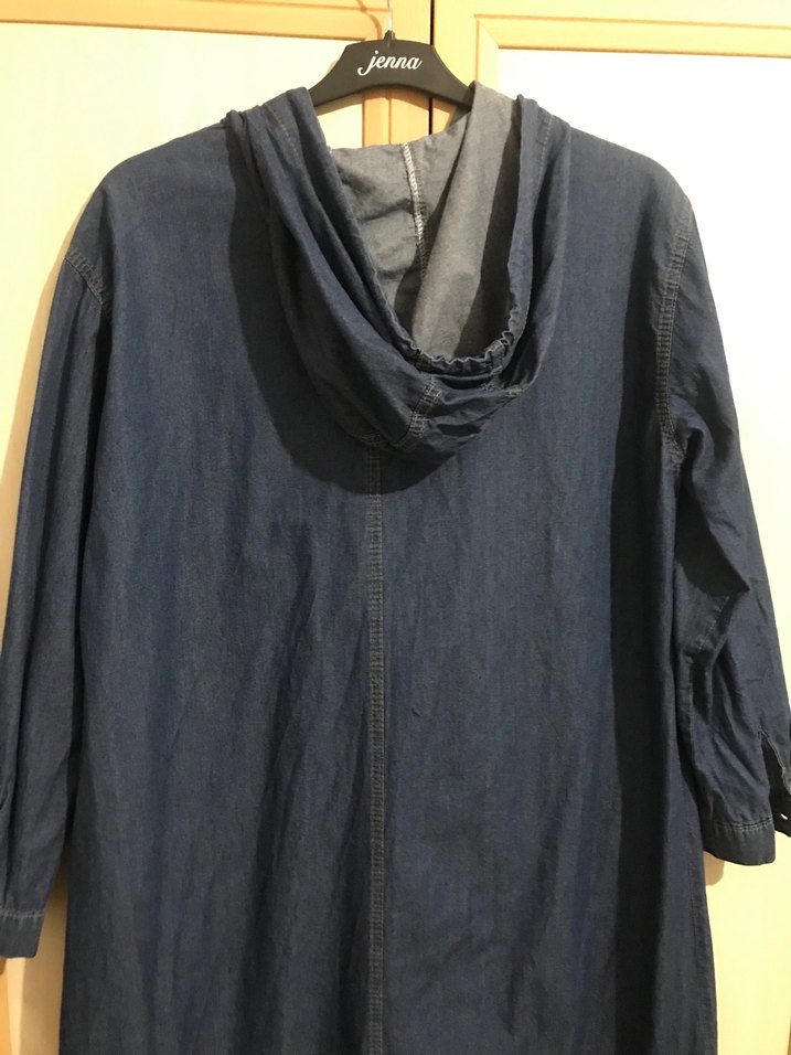 Lacivert Kapüşonlu Uzun Kadın Kap - Görsel 4