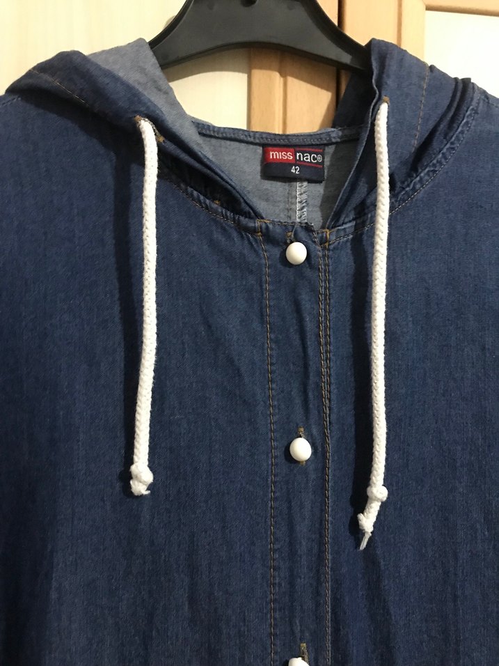 Lacivert Kapüşonlu Uzun Kadın Kap - Görsel 3