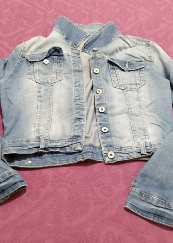 Düğmeli Mavi Kadın Denim Ceket