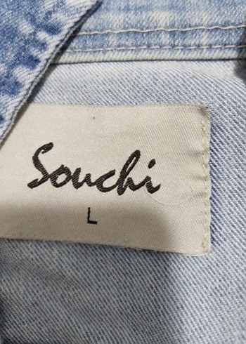 l Beden Düğmeli Mavi Kadın Denim Ceket