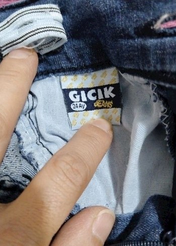 18-24 Ay Beden Erkek Çocuk Gri Mavi Batik Desenli Denim Pantolon