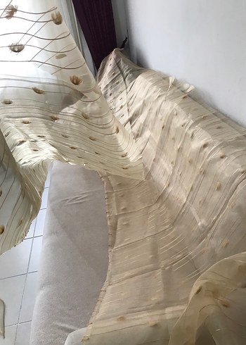 Parlak Beyaz Bohem Tül Perde - Görsel 5