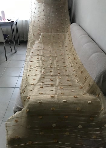 Parlak Beyaz Bohem Tül Perde - Görsel 4