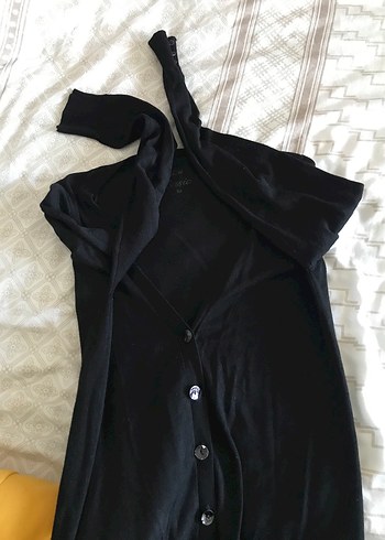 Düğmeli Siyah Midi Kadın Hırka - Görsel 7