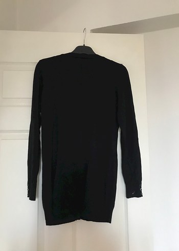 Düğmeli Siyah Midi Kadın Hırka - Görsel 6