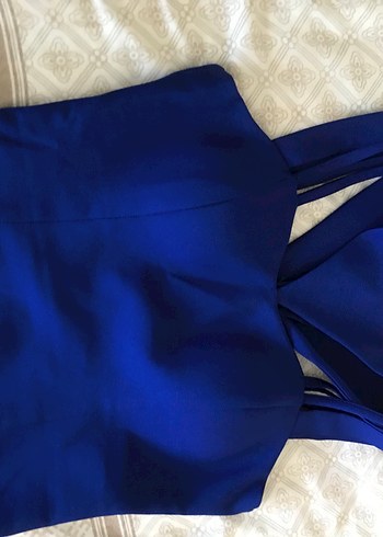 Lacivert Drapeli Uzun Abiye Elbise - Görsel 2