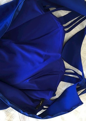 Lacivert Drapeli Uzun Abiye Elbise - Görsel 5