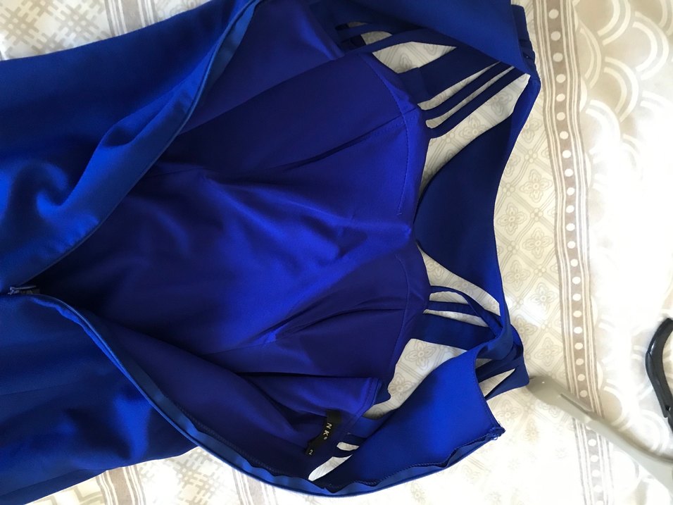 Lacivert Drapeli Uzun Abiye Elbise - Görsel 5