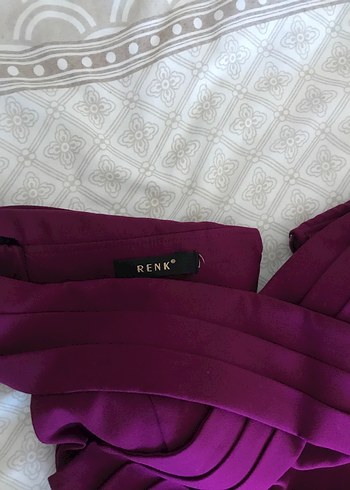 Bordo Uzun Drapeli V Yakalı Abiye Elbise - Görsel 8