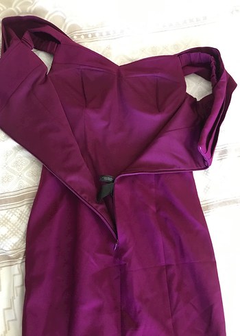 Bordo Uzun Drapeli V Yakalı Abiye Elbise - Görsel 4