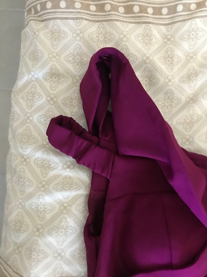 Bordo Uzun Drapeli V Yakalı Abiye Elbise - Görsel 5