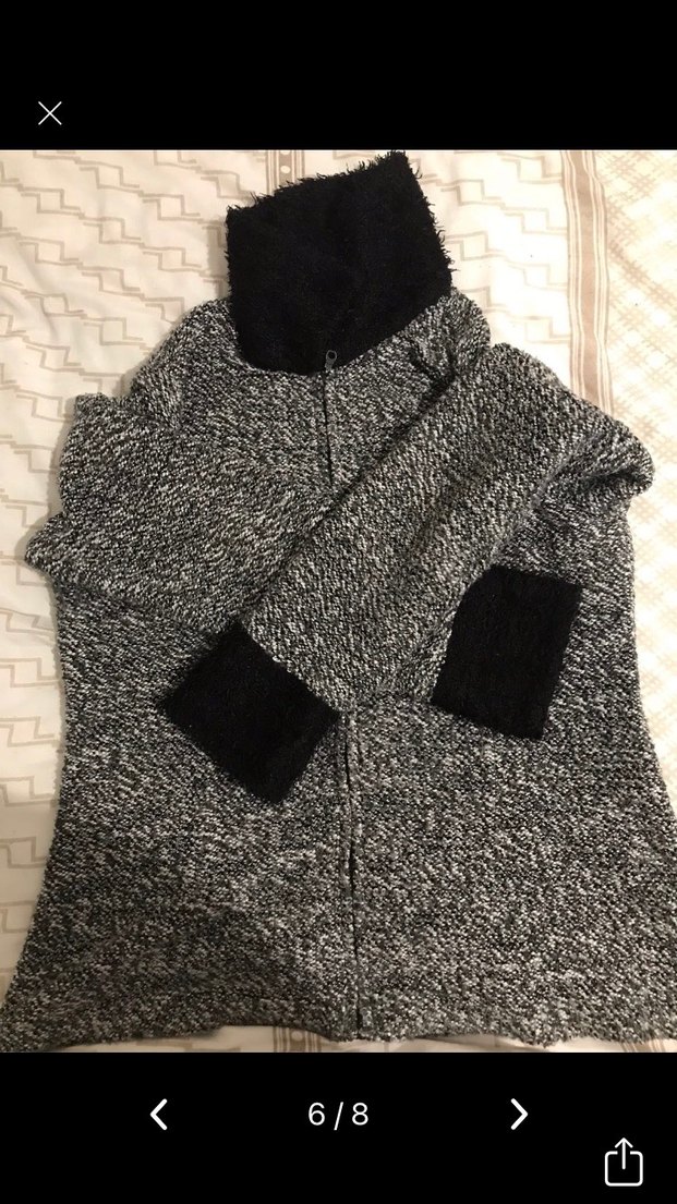 Gri Örme Boğazlı Kadın Kazak - Görsel 3