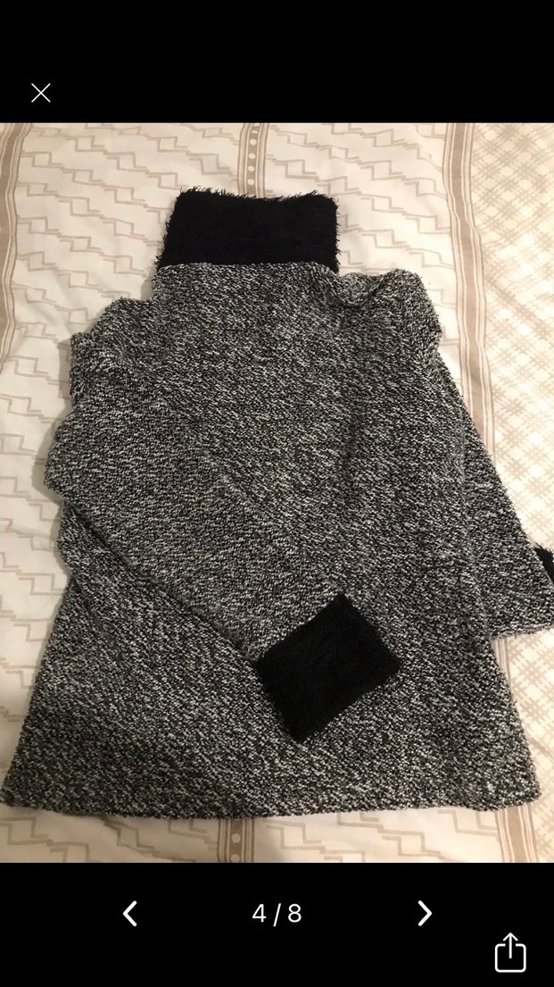 Gri Örme Boğazlı Kadın Kazak - Görsel 5